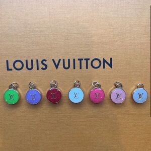Repurposed Round Louis Vuitton 1/2 inch charms many colors Pick one or take all.